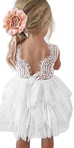 Topmaker Backless A-line Lace Back Flower Girl Dress