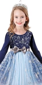 starry snowflake christmas dress for little girls