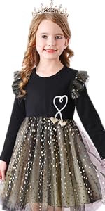 black &amp; gold starry christmas dress for girls