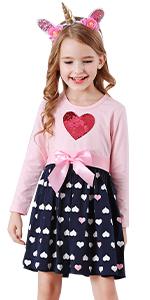 girls pink heart winter dress