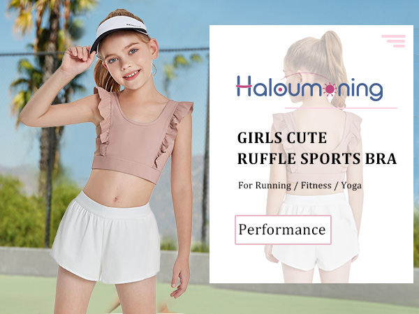 Girls Square Neck Rufffle Longline Sports Bra Sports Clothes