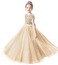 gold flower girl dress