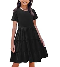 girls short sleeve black dress