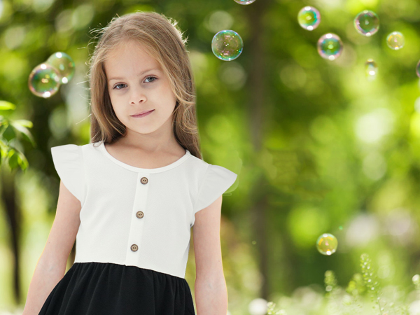 girl black and white dress