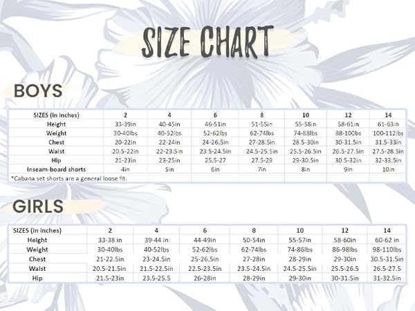 Boys &amp; Girls Size Chart