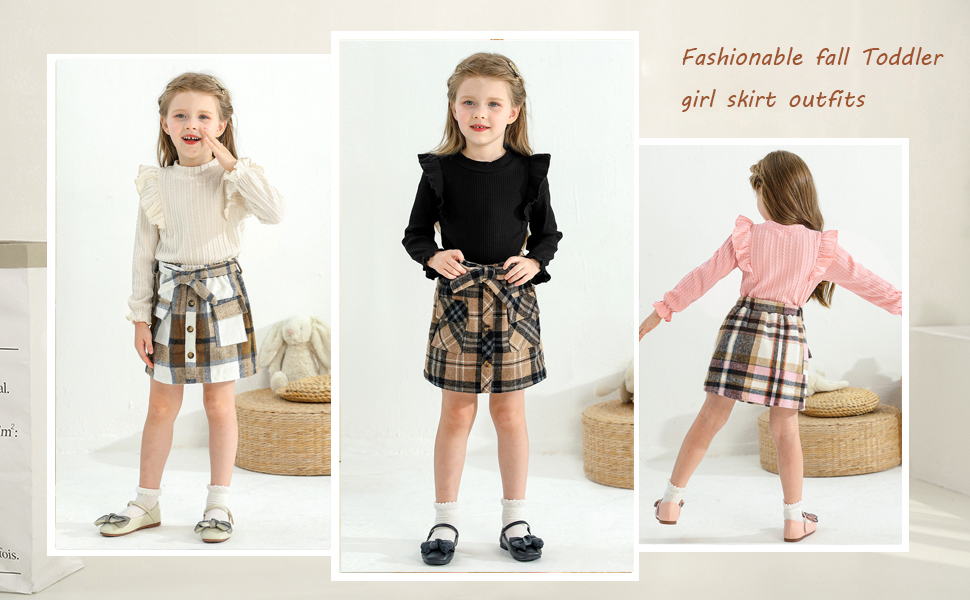 Toddler baby girl plaid mini skirt set