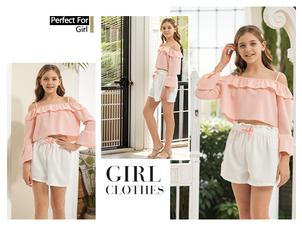 Girls Pink Crop Top Shorts Set