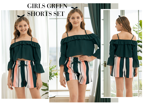 Girls Green Summer Short Set