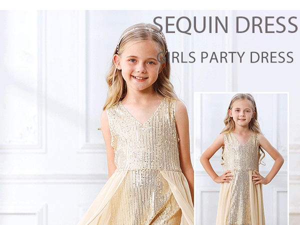 Girls Formal Dresses Size 7-8 Red Kids Sequin Dress Christmas Party Prom Sparkly Pageant Dresses