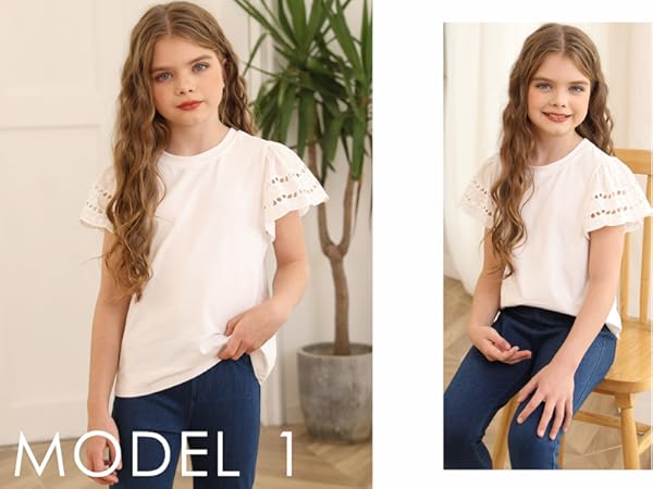 tween girl solid short sleeve shirt blouse tops clothes clothing size 4 5 6 7 8 9 10 11 12 13