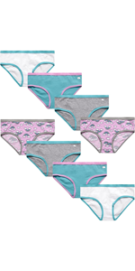 Limited Too Girls’ Underwear – 8 Pack Cotton Hipster Briefs (Size: 7-16)