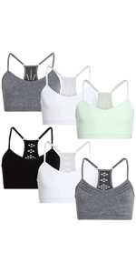 Limited Too Girls'' Training Bra - Seamless Racerback Sports Bra, Removable Pads (6 Pk)