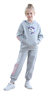 Girls 2 Piece Set Tracksuit Hoodie Top and Jogger Pant Sweatpant Fall Outfit Set