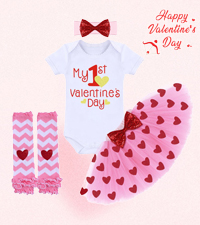 Newborn Baby Girls My 1st Valentine''s Day Outfit