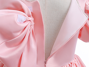 bowknot puff sleeve dress details 3