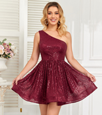 one shoulder homecoming dresses above knee sparkly prom dress mini cocktail dress