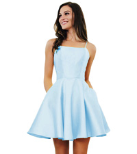 short prom dresses satin prom dress mini homecoming desses for teens with pockets formal dress