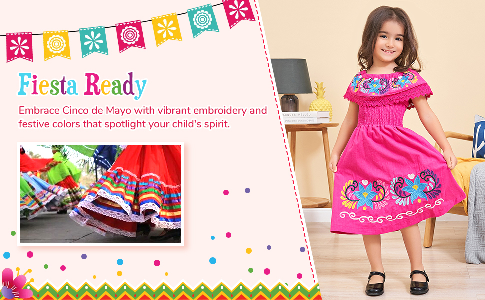 Mexican Dress For Girls Cinco de Mayo Festive