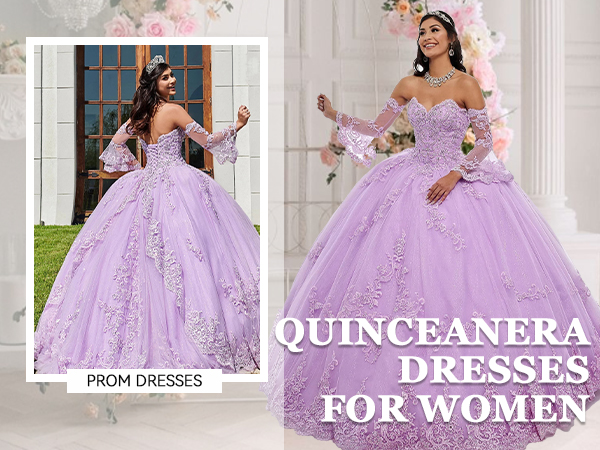 Quinceanera Dresses Ball Gown Lace Appliques Puffy Sleeve Prom Sweet 16 Dress