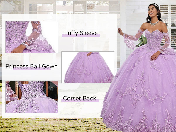  Sweetheart Beaded Lace Quinceanera Dresses Sweet 16 Appliques Prom Ball Gown with Sleeves