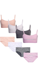 bebe Girls'' Underwear Set - Seamless Cami Training Bra and Matching Panties (8 Piece)