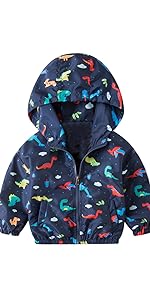 Baby Boy Dinosaur Hooded Zip Jackets