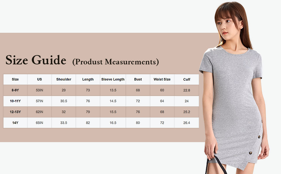 Milumia Girl''s Asymmetrical Hem Button Short Sleeve Round Neck Fitted Pencil Dress