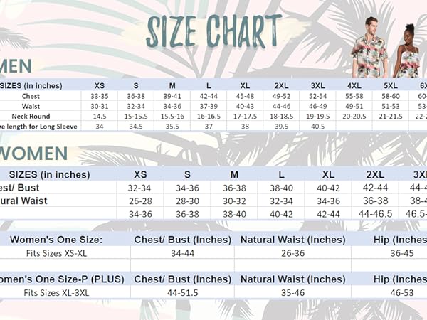 Men &amp; Women Size Chart