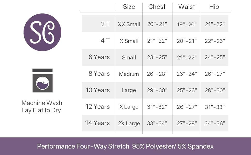 Girl''s Universal Jacket Size Chart