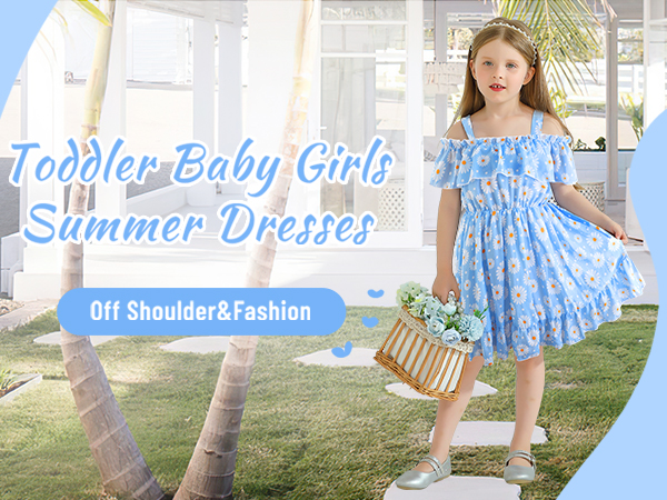 Girls'' Dresses Off Shoulder Blue