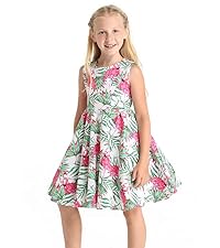 Girl&#39;s Vintage Fit and Flare Dress in Flamingo in Love