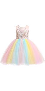 girls pink rainbow tulle dress