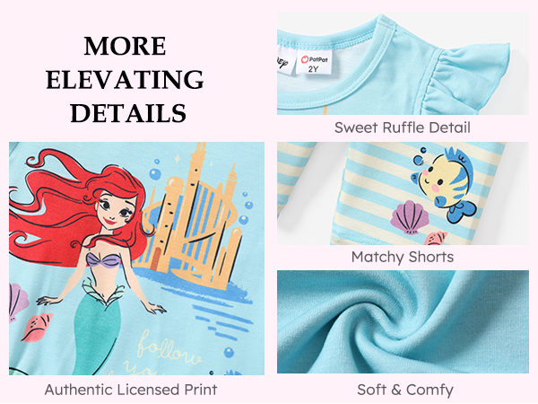 Disney Princess Toddler Girls 2PCS Short Sleeve Ruffle T-Shirt Dress and Pants Outfit Set