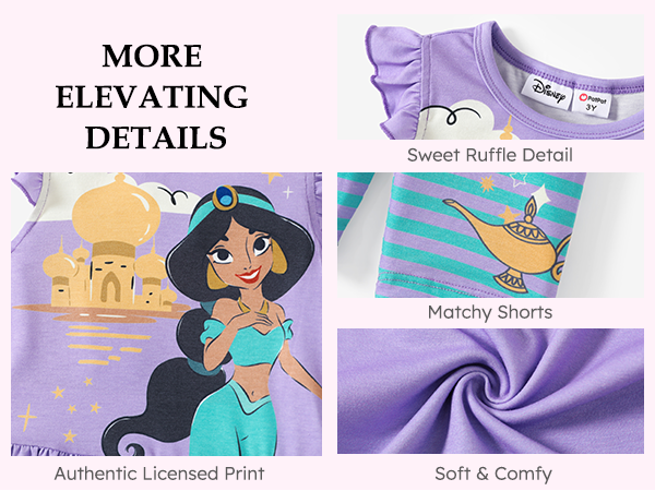 Disney Princess Toddler Girls 2PCS Short Sleeve Ruffle T-Shirt Dress and Pants Outfit Set