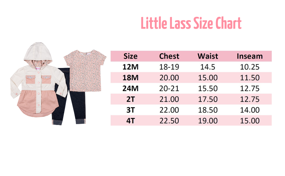 Little Lass infant-toddler size chart