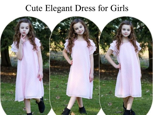 Girls Chiffon Pleated Dress Swiss Dots Flutter Sleeve Dresses