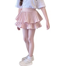 Girls Skorts Skirts for Girls 2-Layer Ruffle Mini Skirt Smocked Waist Cute Tiered Skirts