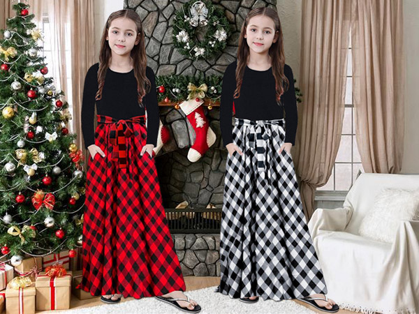 Girls Buffalo Check Plaid Dress