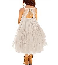 Girls Lace Flower Tiered Flowy Dress