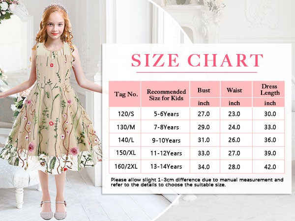 Kids Girls 1950s Retro Dress Sleeveless Floral Embroidery Mesh Swing Dress Cocktail Dress