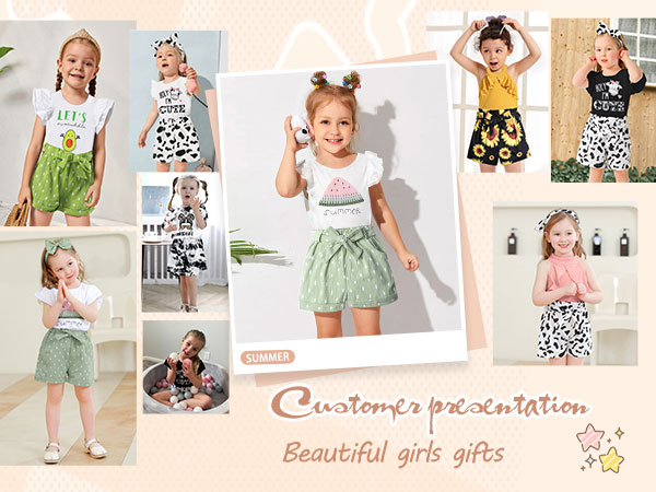 Toddler Girl Clothes 2t 3t 4t 5t 6t 7t Girls Summer Outfits Girls Clothing Sets Short Sleeve Top