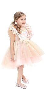 Lilax Little Girls Sparkly Easter Dress, Toddler Floral Tutu Gown