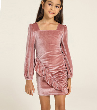 Girls Pink Velvet Dress