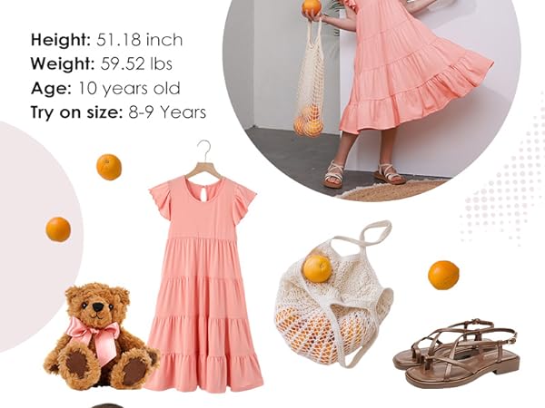 tween girl summer spring short sleeve dress solid outfit clothes size 6 7 8 9 10 11 12 13 14 15 16