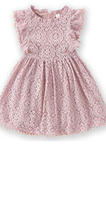 Toddler Girls Elegant Lace Pom Pom Party Princess Dress