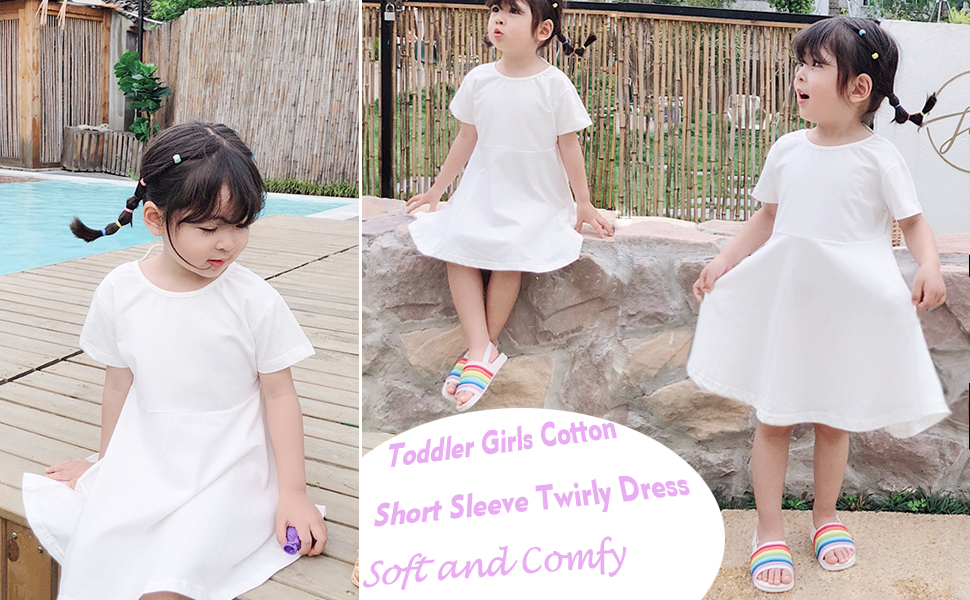 Toddler Girls Loose Cotton Short Sleeve T-Shirt Dress A-Line Skater Dresses