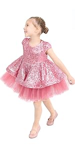 Lilax Little Girls Sequin Dress, Birthday Girl Princess Ball Gown