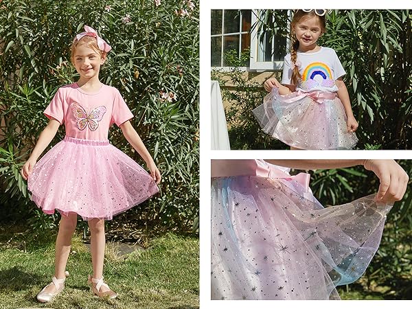 toddler girl sparkling tutu skirt set