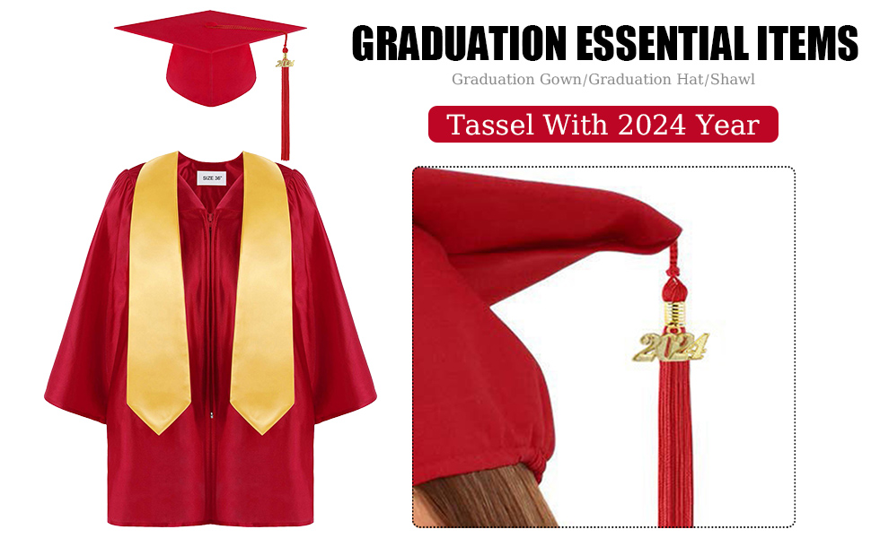 Preschool Kindergarten Graduation Gown Cap Set 2024