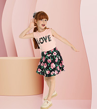 girls tank top and floral skirt set